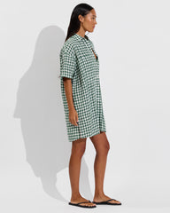 Getaway Mini Dress - Gingham: Tropics / Coconut