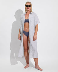 Getaway Shirt Dress - Coastal Stripe: Varsity / Coconut