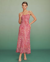 Pink Polka Dot Slip Maxi Dress