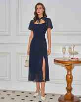 Blue Collar Polka Dot Slip Midi Dress
