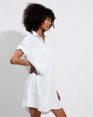 Getaway Mini Dress - Daybreak Stripe: Blue Skies / Coconut