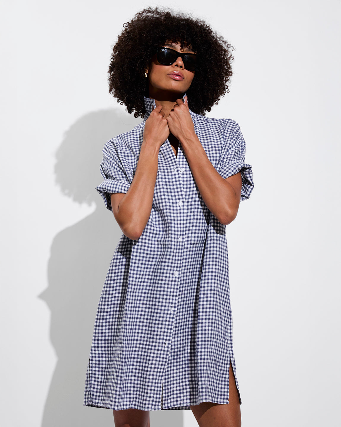 Getaway Mini Dress - Gingham: Varsity / Coconut